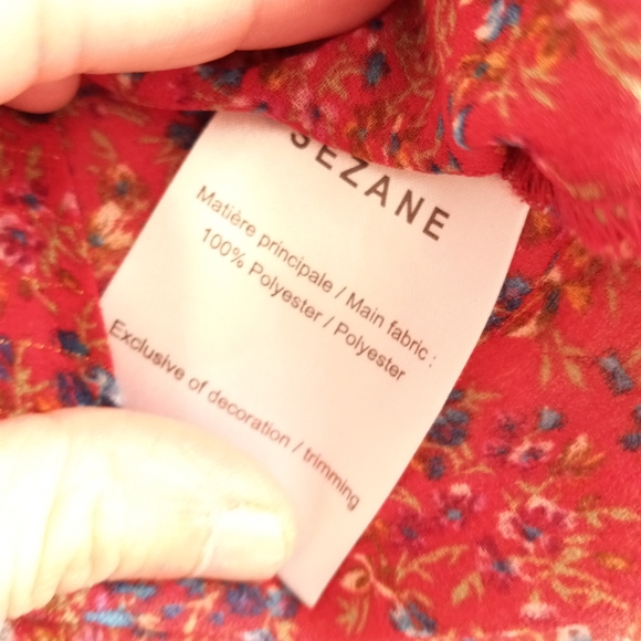 SEZANE RED FLORAL BLOUSE SZ 36 - Picture 7 of 7